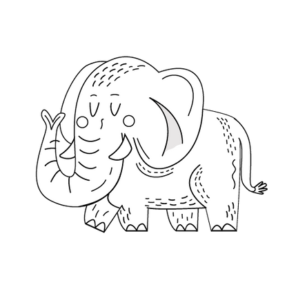 Illustration d'un éléphant qui peut être gravée sur une valise de souvenirs de fabrication artisanale québécoise de Souvenirs du Hangar